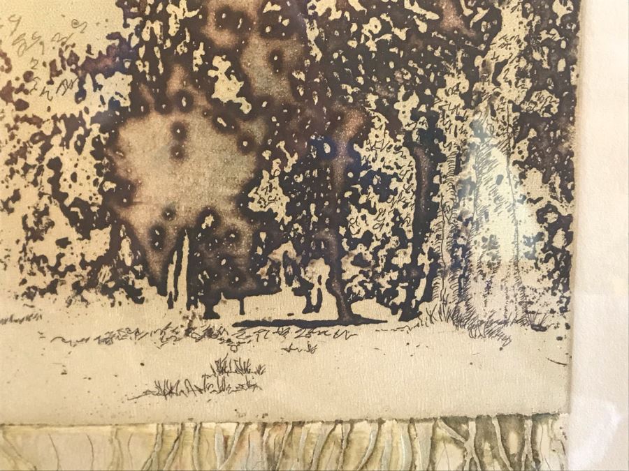 Vintage 1974 Limited Edition Hand Signed Etching By Maidy Morhous Titled 'Resurgence' Depicting Trees And Roots Framed 28 X 34 [Photo 12]