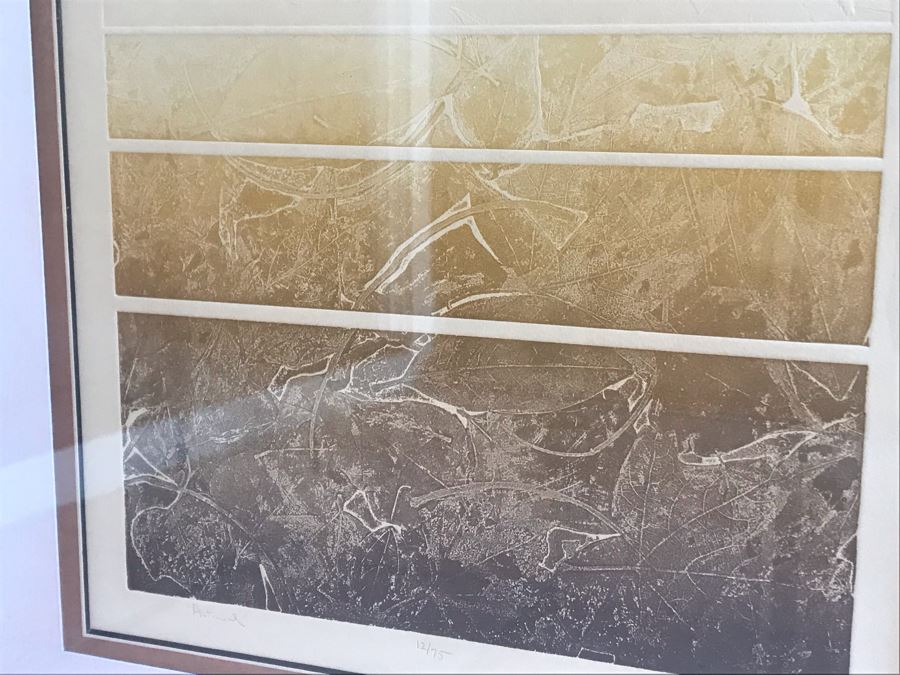 Vintage 1974 Limited Edition Hand Signed Etching By Maidy Morhous Titled 'Autumnal' Depicting Trees And Fallen Leaves Framed 25.5 X 32.5 [Photo 3]