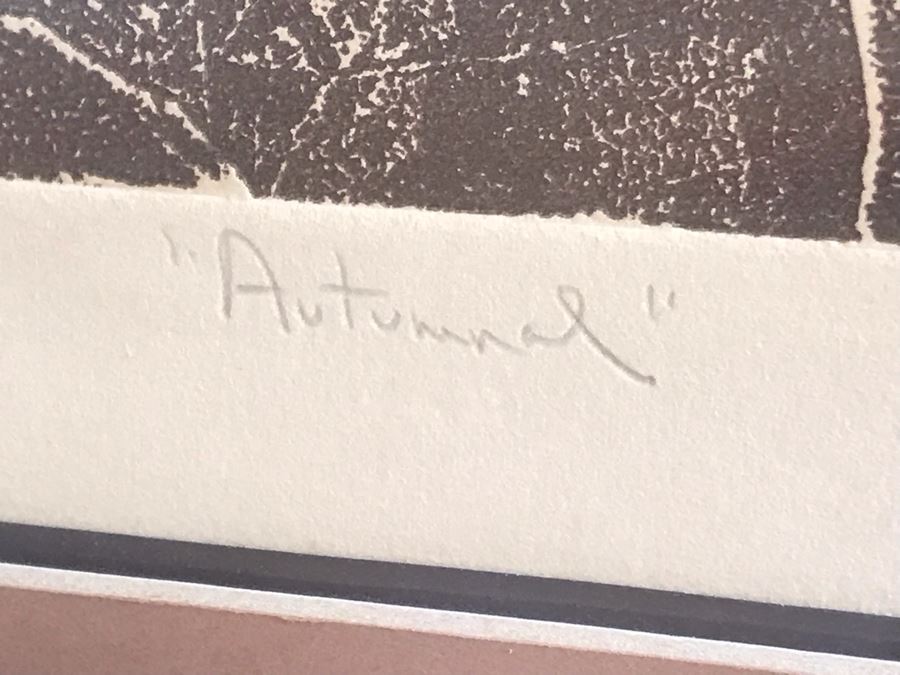 Vintage 1974 Limited Edition Hand Signed Etching By Maidy Morhous Titled 'Autumnal' Depicting Trees And Fallen Leaves Framed 25.5 X 32.5 [Photo 6]