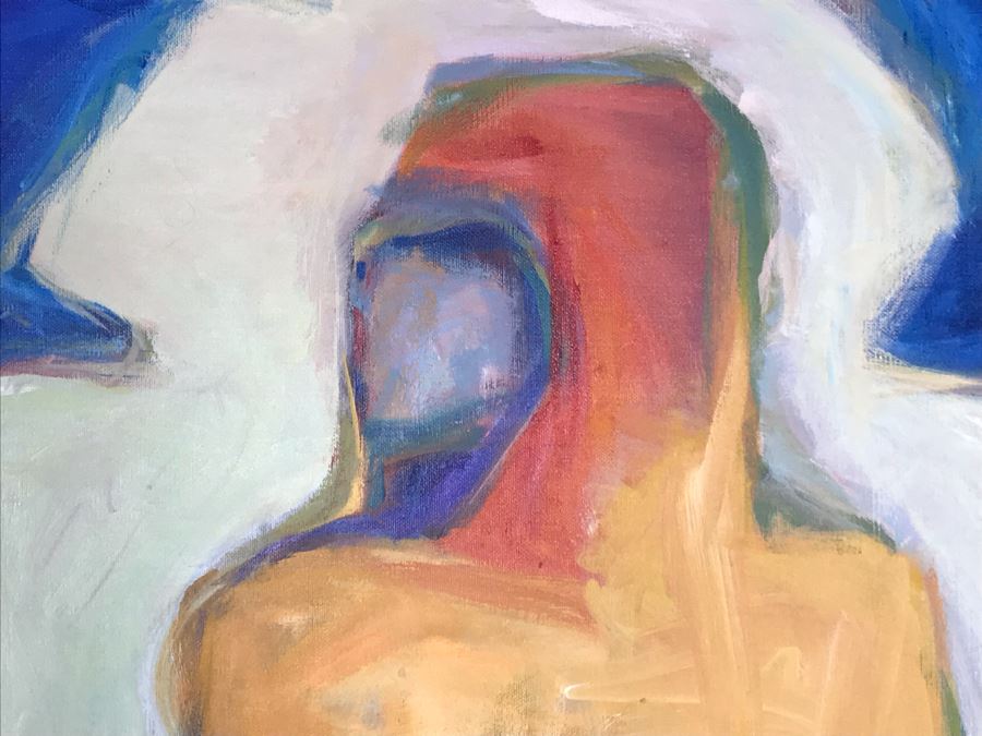 Original Jean Klafs Abstract Expressionist Painting On Canvas Titled 'Fantasies' 36' X 36' [Photo 7]