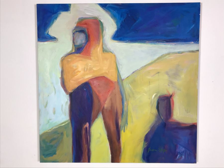 Original Jean Klafs Abstract Expressionist Painting On Canvas Titled 'Fantasies' 36' X 36' [Photo 3]