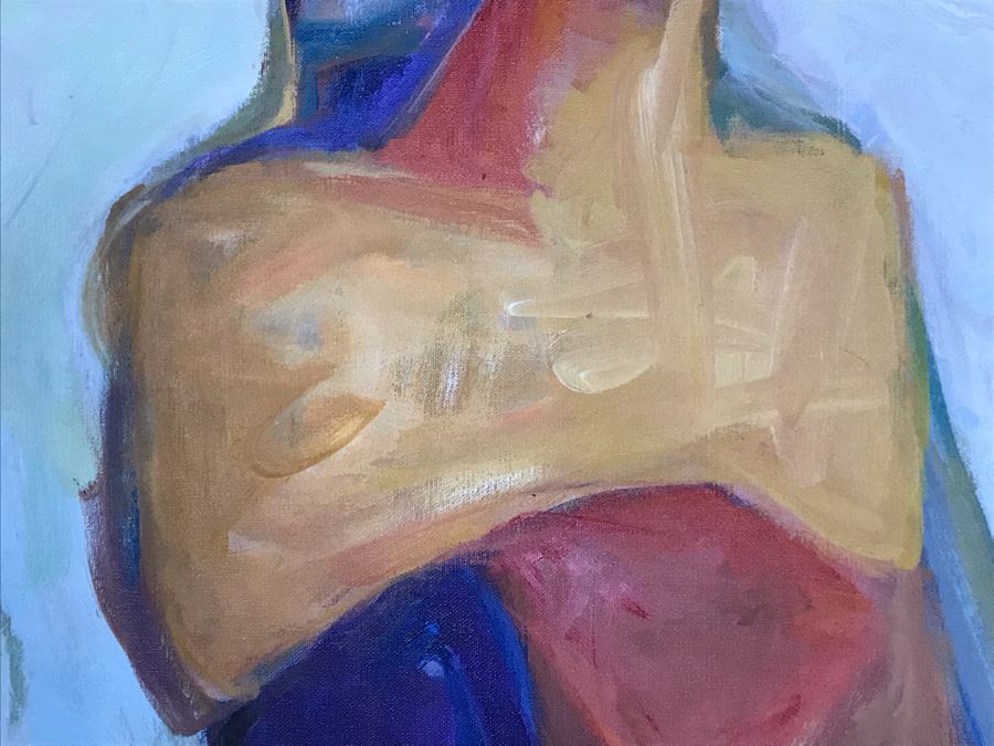 Original Jean Klafs Abstract Expressionist Painting On Canvas Titled 'Fantasies' 36' X 36' [Photo 9]