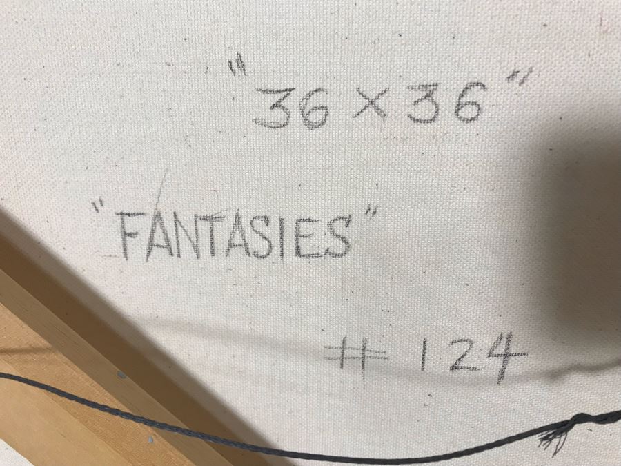 Original Jean Klafs Abstract Expressionist Painting On Canvas Titled 'Fantasies' 36' X 36' [Photo 18]