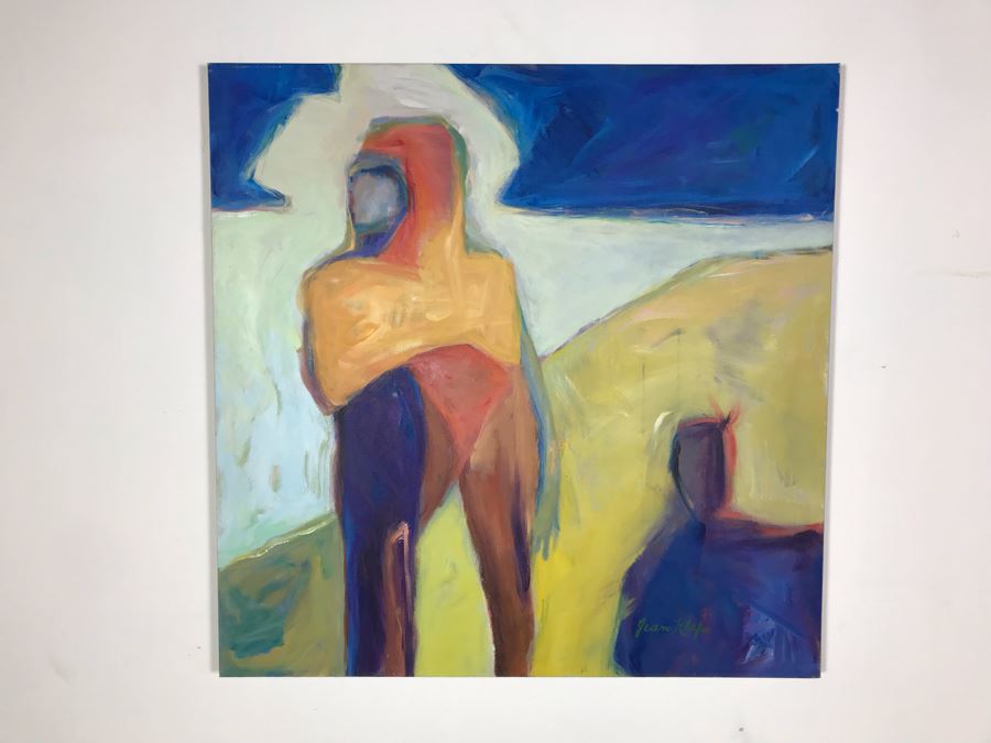 Original Jean Klafs Abstract Expressionist Painting On Canvas Titled 'Fantasies' 36' X 36' [Photo 4]