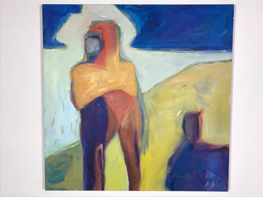 Original Jean Klafs Abstract Expressionist Painting On Canvas Titled 'Fantasies' 36' X 36' [Photo 2]