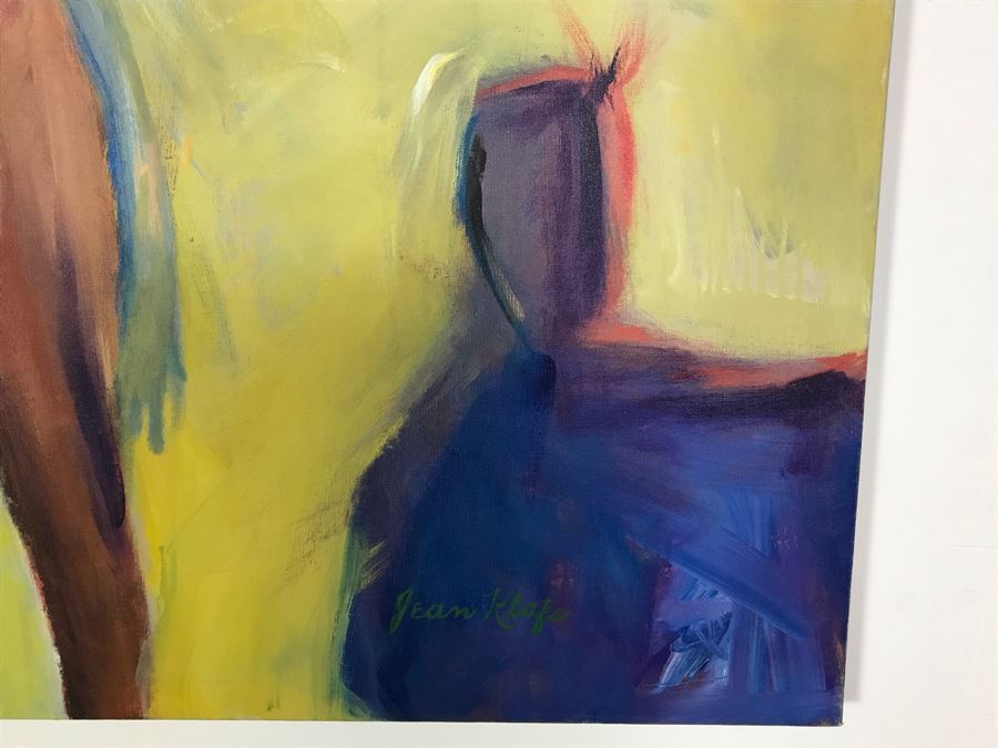 Original Jean Klafs Abstract Expressionist Painting On Canvas Titled 'Fantasies' 36' X 36' [Photo 13]