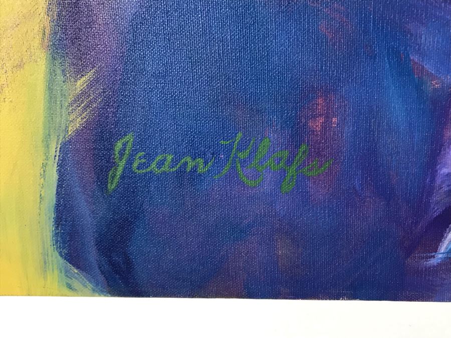 Original Jean Klafs Abstract Expressionist Painting On Canvas Titled 'Fantasies' 36' X 36' [Photo 5]