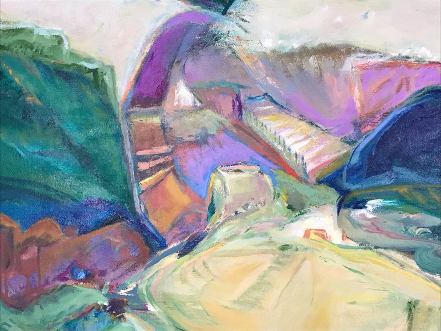 Original Jean Klafs Abstract Expressionist Painting On Canvas Titled 'Vista Vista' 36' X 44' [Photo 6]