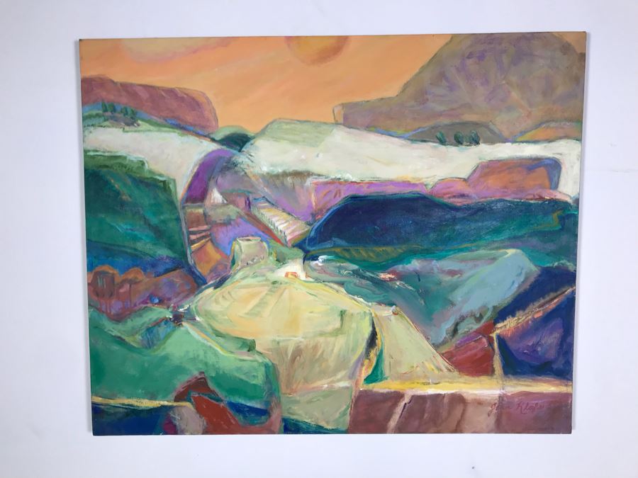 Original Jean Klafs Abstract Expressionist Painting On Canvas Titled 'Vista Vista' 36' X 44' [Photo 3]