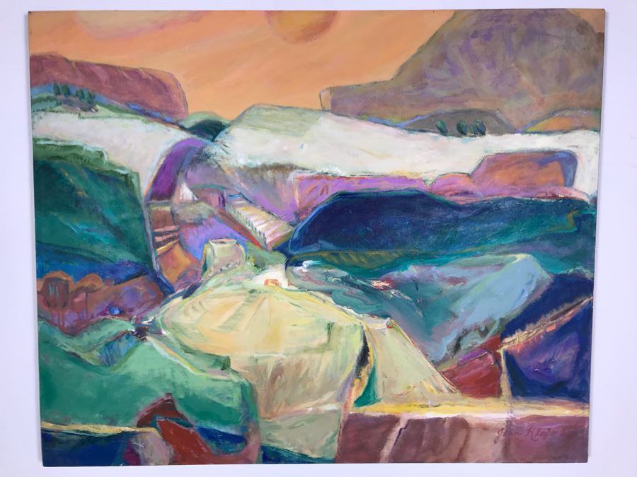 Original Jean Klafs Abstract Expressionist Painting On Canvas Titled 'Vista Vista' 36' X 44' [Photo 4]