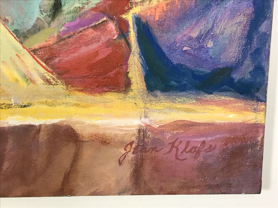 Original Jean Klafs Abstract Expressionist Painting On Canvas Titled 'Vista Vista' 36' X 44' [Photo 10]
