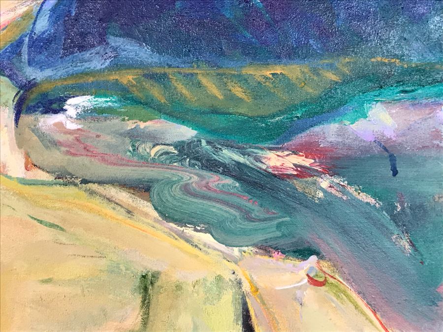 Original Jean Klafs Abstract Expressionist Painting On Canvas Titled 'Vista Vista' 36' X 44' [Photo 9]