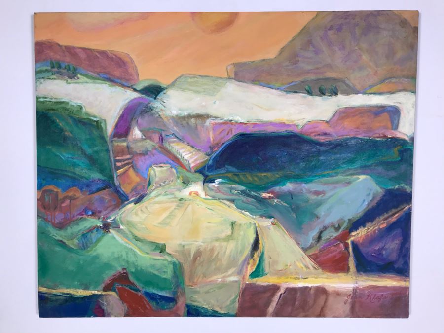 Original Jean Klafs Abstract Expressionist Painting On Canvas Titled 'Vista Vista' 36' X 44' [Photo 1]