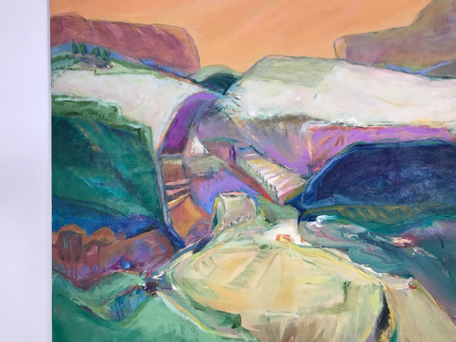 Original Jean Klafs Abstract Expressionist Painting On Canvas Titled 'Vista Vista' 36' X 44' [Photo 5]