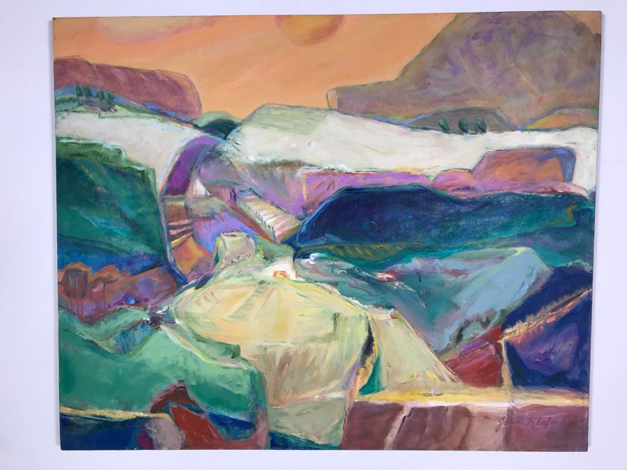 Original Jean Klafs Abstract Expressionist Painting On Canvas Titled 'Vista Vista' 36' X 44' [Photo 2]