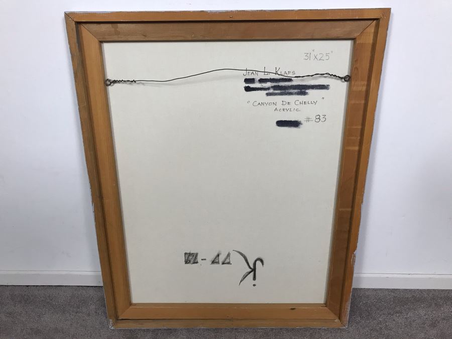 Original Jean Klafs Abstract Expressionist Painting On Canvas Titled 'Canyon De Chelly' 31' X 25' [Photo 11]