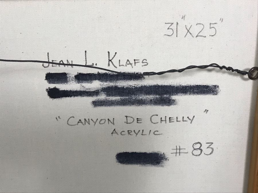 Original Jean Klafs Abstract Expressionist Painting On Canvas Titled 'Canyon De Chelly' 31' X 25' [Photo 12]