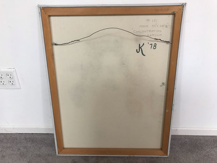 Original Jean Klafs Abstract Expressionist Painting On Canvas Titled 'Concentration' 30' X 24' [Photo 8]