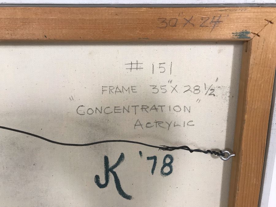 Original Jean Klafs Abstract Expressionist Painting On Canvas Titled 'Concentration' 30' X 24' [Photo 9]