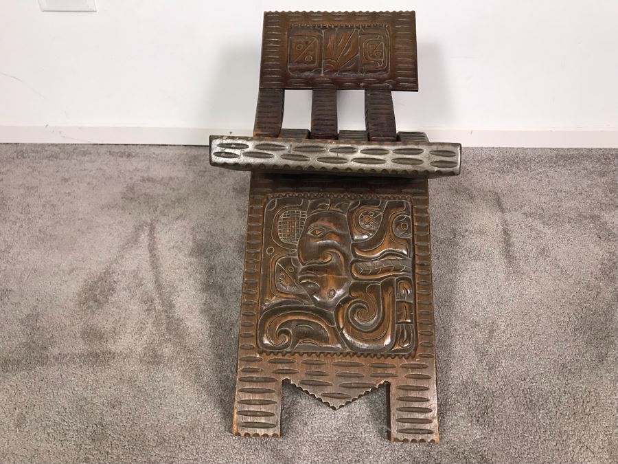 Carved Wooden Folding Bench Seat From Honduras [Photo 15]