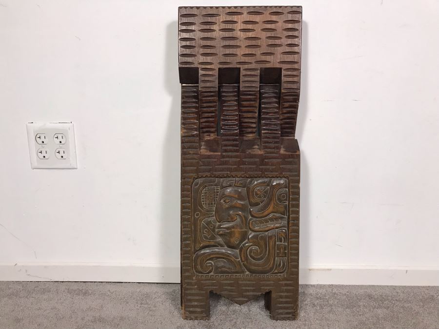 Carved Wooden Folding Bench Seat From Honduras [Photo 4]