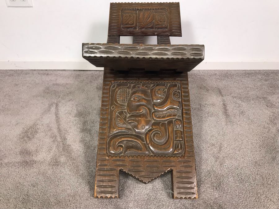 Carved Wooden Folding Bench Seat From Honduras [Photo 14]