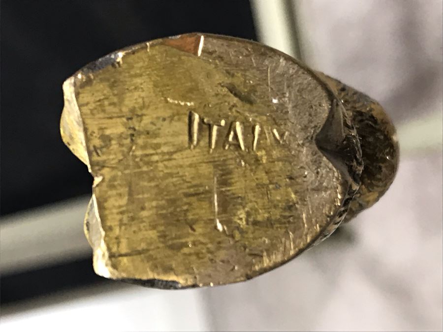 Vintage Italian Brass And Steel Desk Table With Ram & Hoof Foot 28.5'W X 17'D X 33'H [Photo 13]