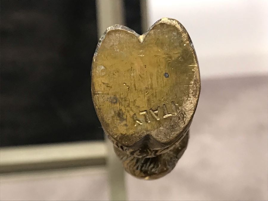 Vintage Italian Brass And Steel Desk Table With Ram & Hoof Foot 28.5'W X 17'D X 33'H [Photo 12]