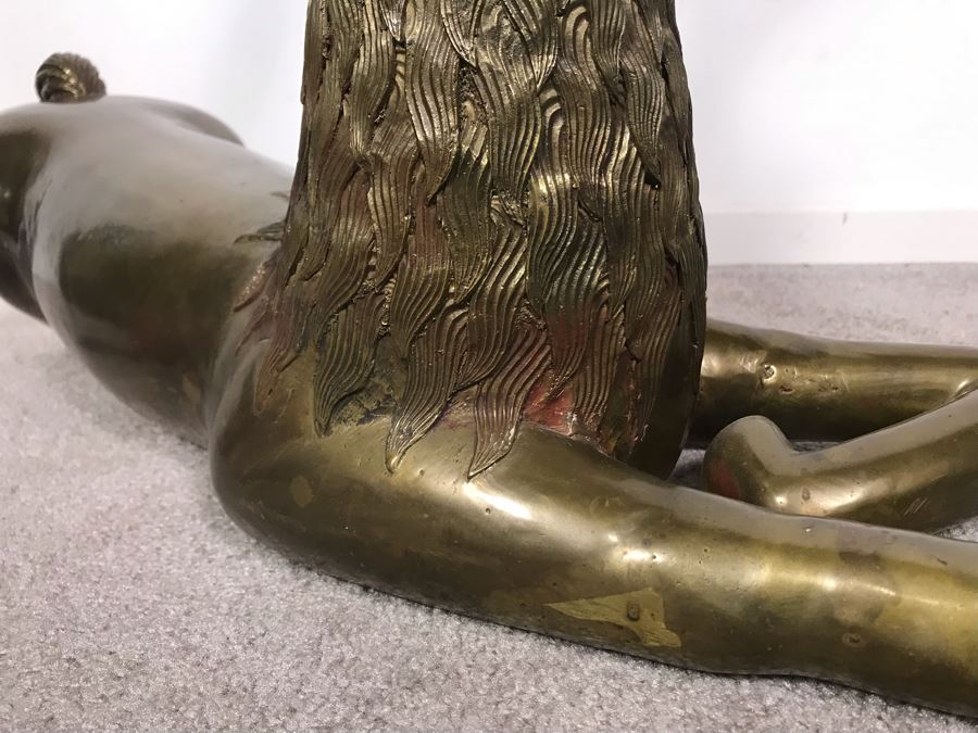 Large Vintage Brass Indian Deer Sculpture 31'W X 9'D X 27'H [Photo 18]