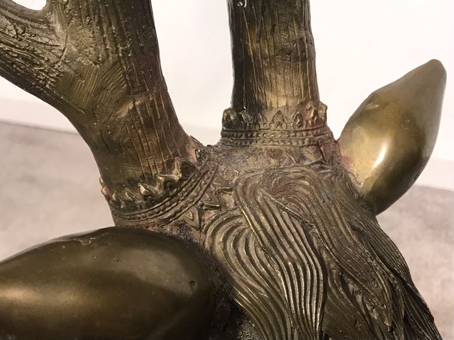 Large Vintage Brass Indian Deer Sculpture 31'W X 9'D X 27'H [Photo 21]