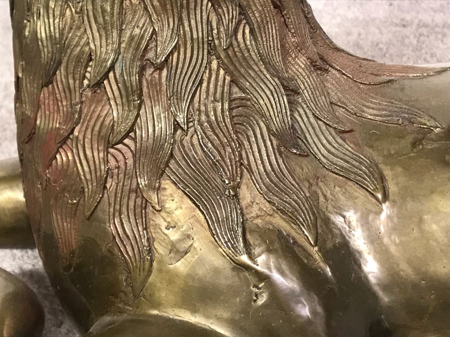 Large Vintage Brass Indian Deer Sculpture 31'W X 9'D X 27'H [Photo 9]