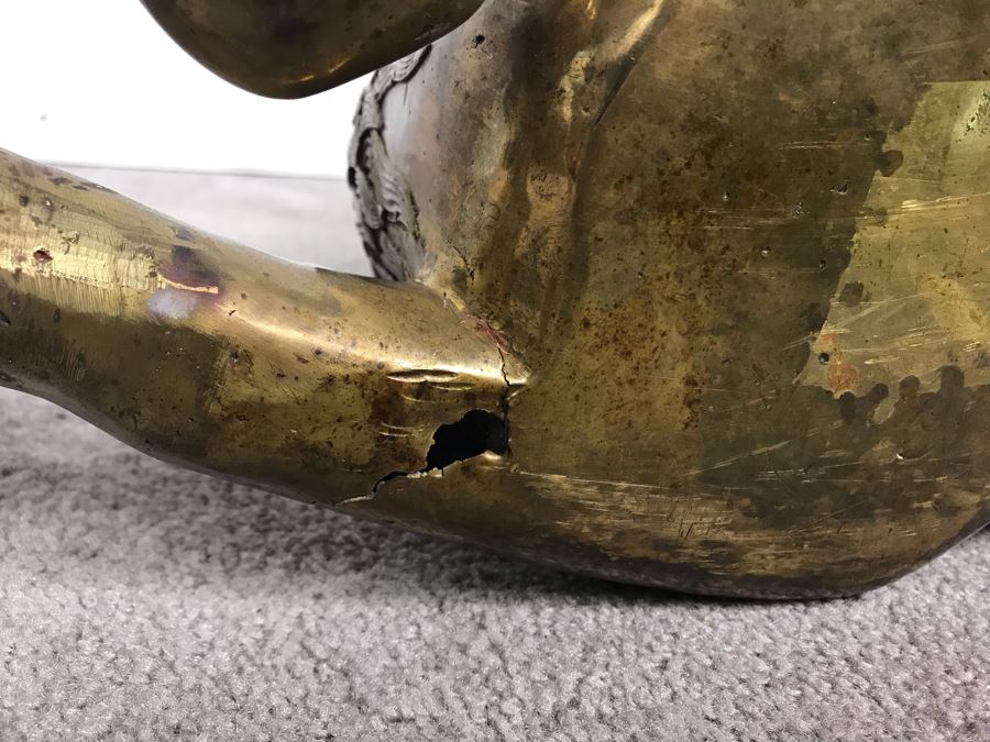 Large Vintage Brass Indian Deer Sculpture 31'W X 9'D X 27'H [Photo 20]