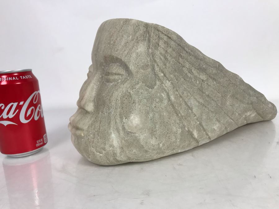 Old Large Carved Stone Figure Head Sculpture 16'W X 6'D X 7'H