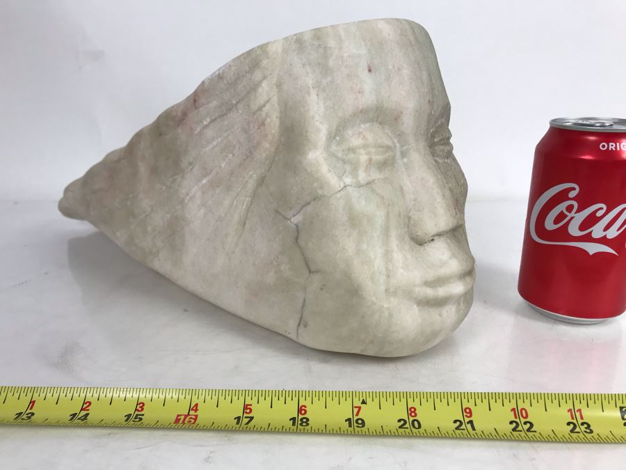 Old Large Carved Stone Figure Head Sculpture 16'W X 6'D X 7'H