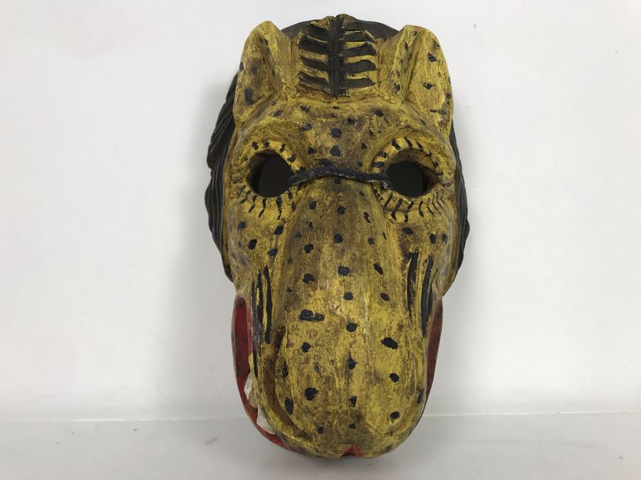 Vintage Hand Carved Hand Painted Mask From Guatemala 7'W X 10'H X 3.5'D [Photo 3]