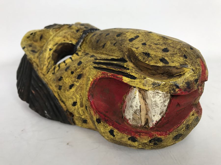 Vintage Hand Carved Hand Painted Mask From Guatemala 7'W X 10'H X 3.5'D [Photo 5]