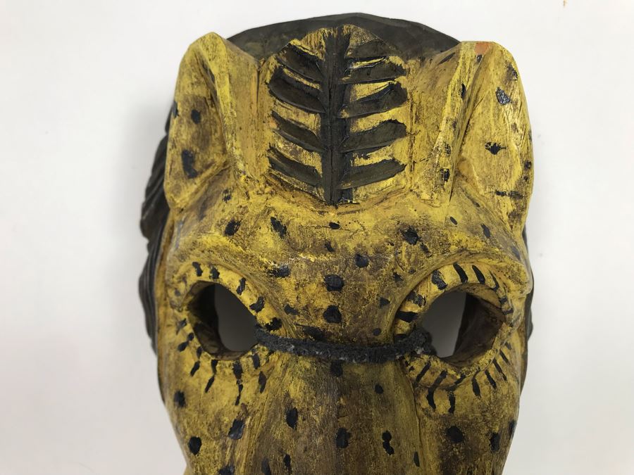 Vintage Hand Carved Hand Painted Mask From Guatemala 7'W X 10'H X 3.5'D [Photo 4]