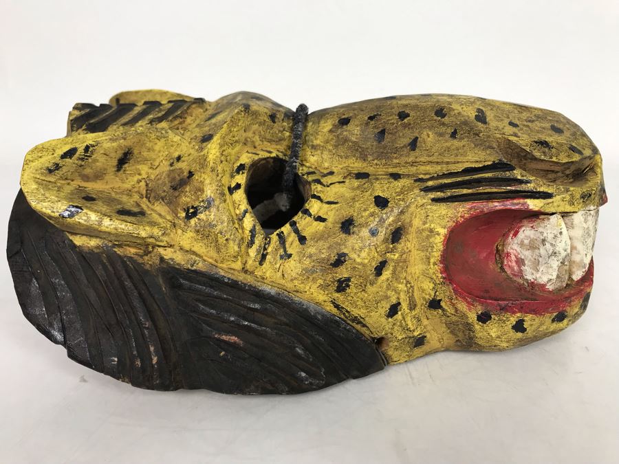 Vintage Hand Carved Hand Painted Mask From Guatemala 7'W X 10'H X 3.5'D [Photo 6]