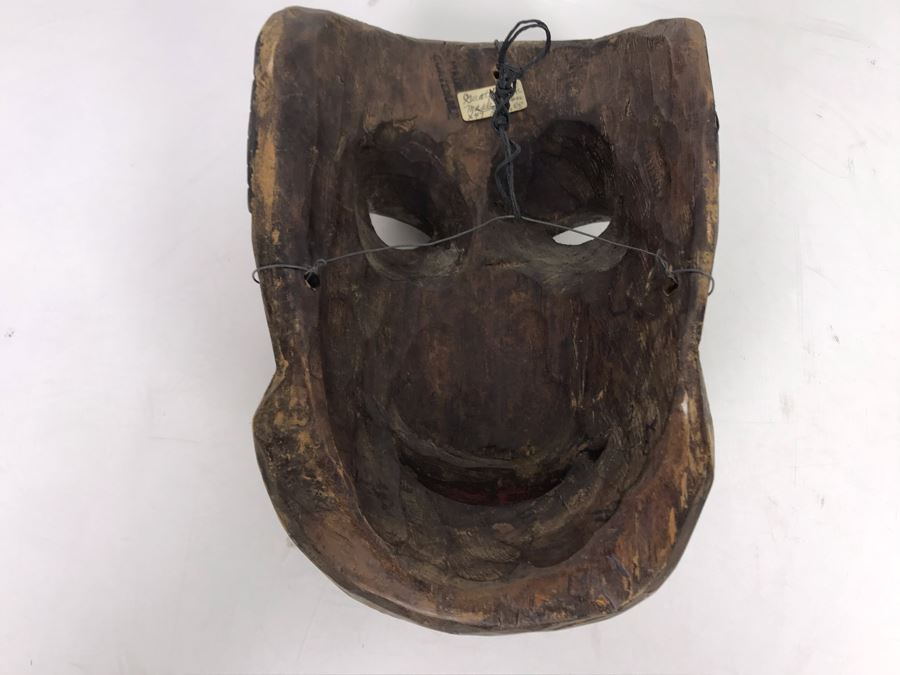 Vintage Hand Carved Hand Painted Mask From Guatemala 6'W X 9'H X 4'D