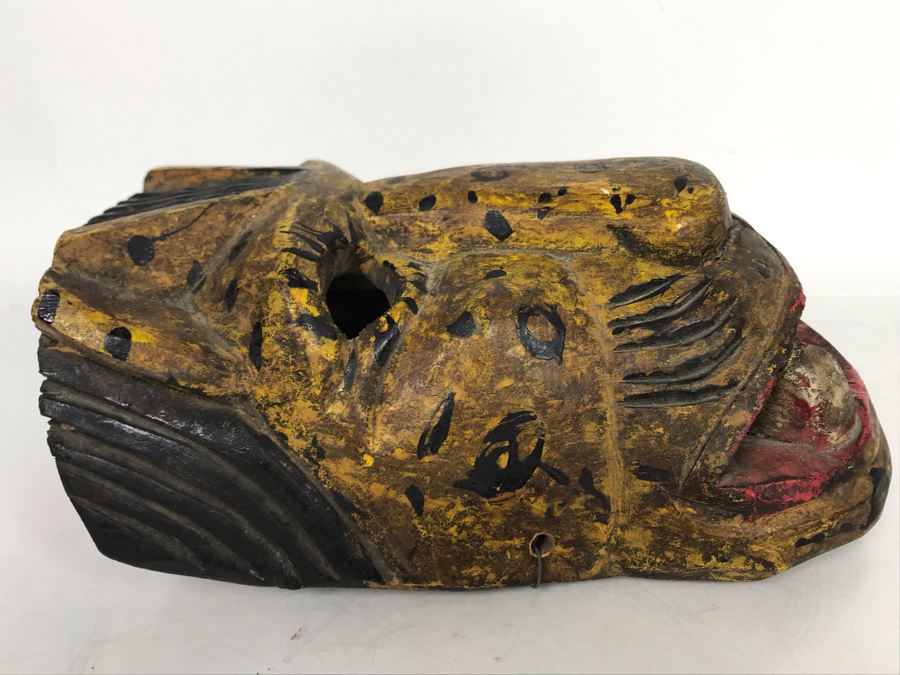 Vintage Hand Carved Hand Painted Mask From Guatemala 6'W X 9'H X 4'D [Photo 4]