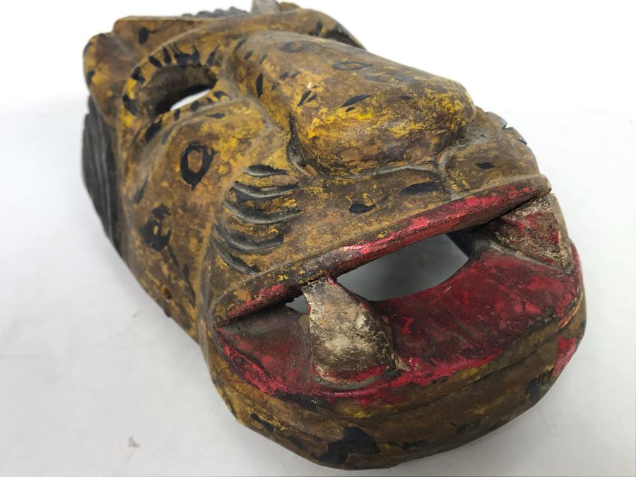 Vintage Hand Carved Hand Painted Mask From Guatemala 6'W X 9'H X 4'D [Photo 5]