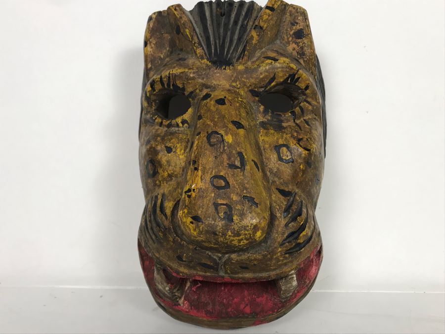 Vintage Hand Carved Hand Painted Mask From Guatemala 6'W X 9'H X 4'D [Photo 2]