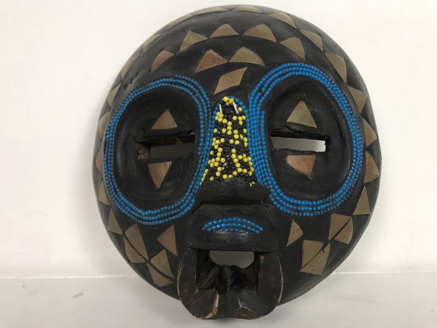 Vintage Ghana African Mask 8.5'W X 9.5'H X 3.5'H