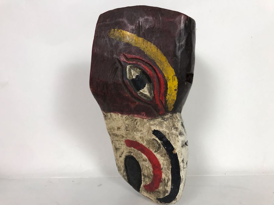 Vintage Hand Carved Hand Painted Mask 6'W X 9'H X 4.5'D [Photo 3]