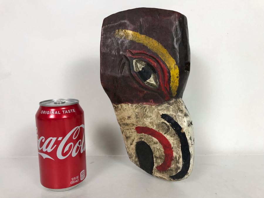 Vintage Hand Carved Hand Painted Mask 6'W X 9'H X 4.5'D [Photo 2]