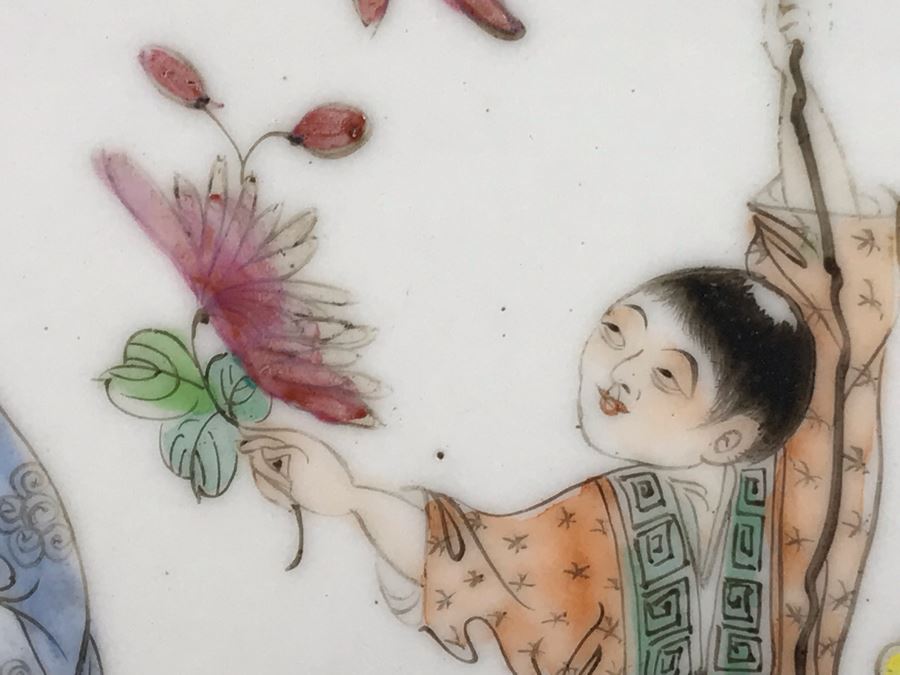 Vintage Signed Chinese Hand Painted Porcelain Tile 8'W X 11'H [Photo 6]