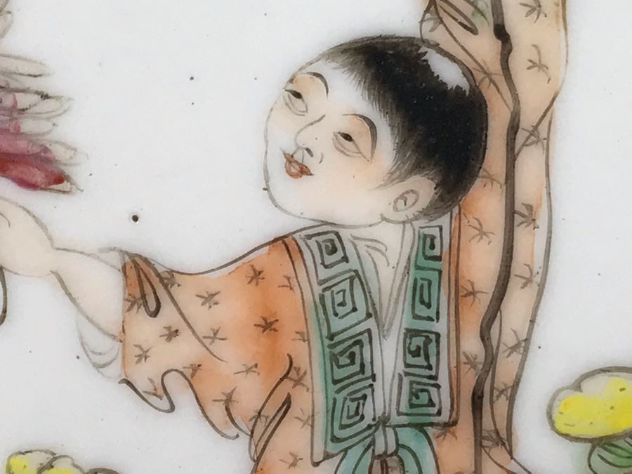 Vintage Signed Chinese Hand Painted Porcelain Tile 8'W X 11'H [Photo 7]