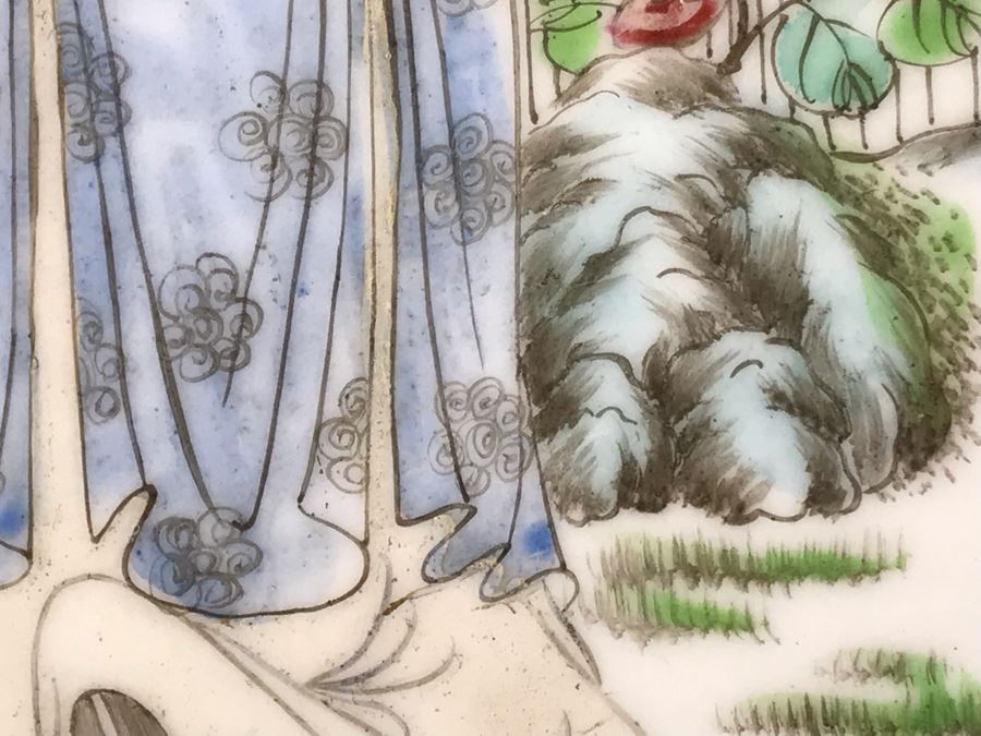 Vintage Signed Chinese Hand Painted Porcelain Tile 8'W X 11'H [Photo 8]