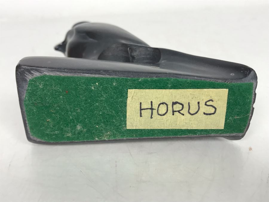 Vintage Carved Stone Egyptian Falcon Bird Sculpture Of God Horus 3.5'W X 1.5'D X 5.5'H [Photo 9]