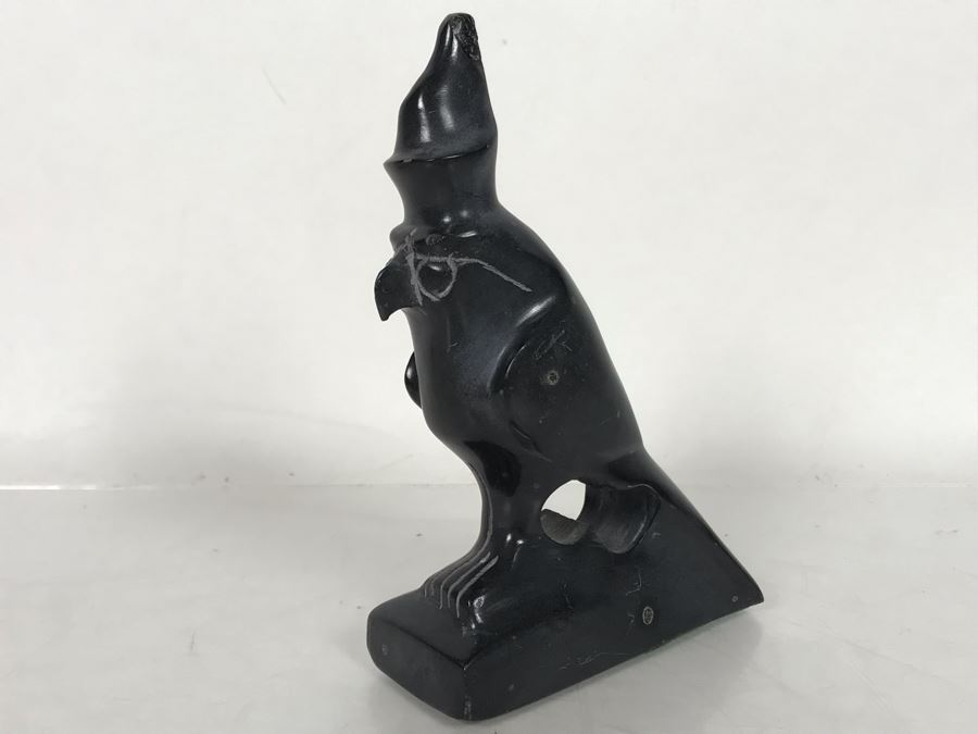 Vintage Carved Stone Egyptian Falcon Bird Sculpture Of God Horus 3.5'W X 1.5'D X 5.5'H [Photo 2]